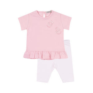 SS25 EMC Pink & White Bow Frill Leggings Set