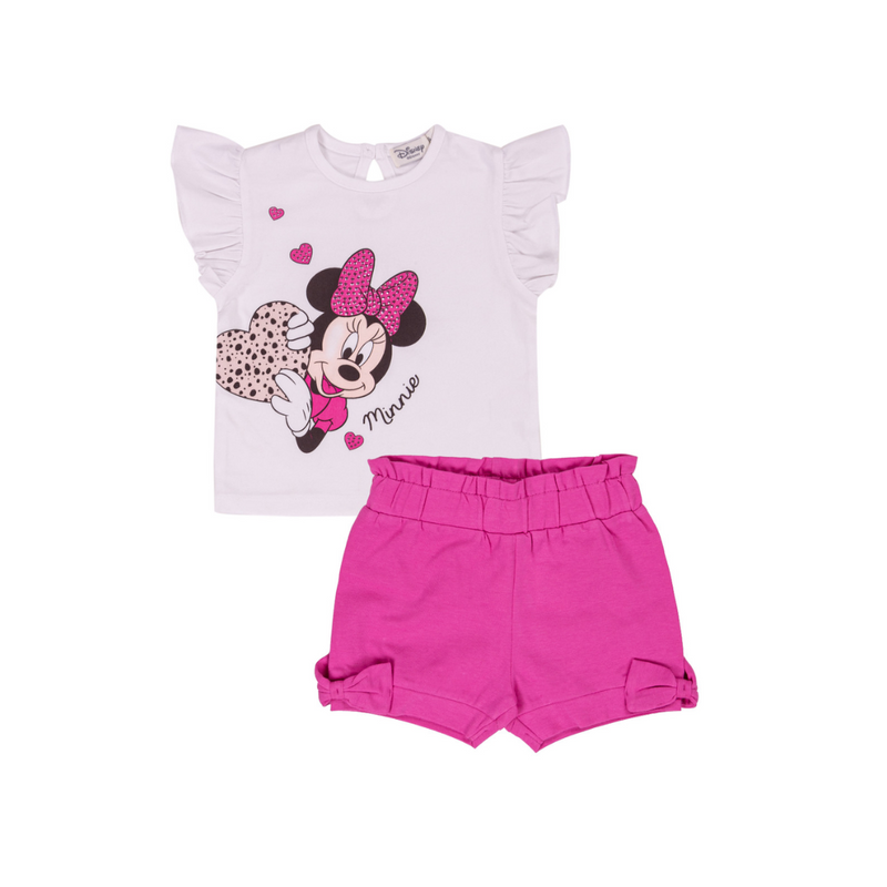 SS25 EMC Disney Pink & White Minnie Mouse Frill Shorts Set