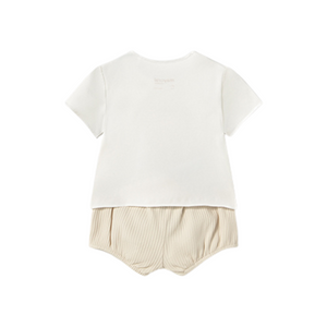 SS25 Mayoral Baby Beige Teddy Bear Shorts Set