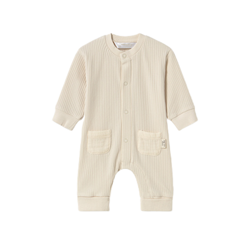 SS25 Mayoral Baby Beige Ribbed Teddy Bear Babygrow