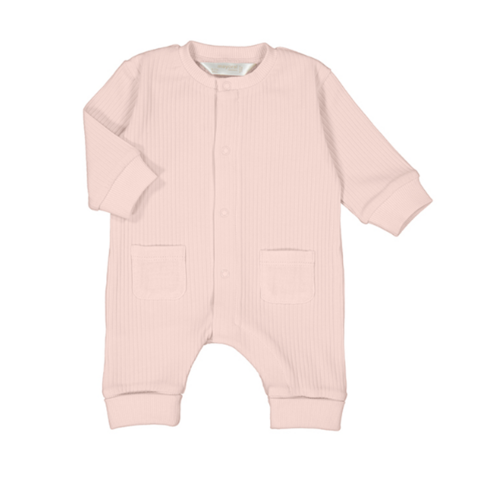 SS25 Mayoral Baby Pink Ribbed Teddy Bear Babygrow