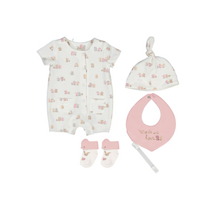 SS25 Mayoral Baby Pink Animal Romper Gift Set