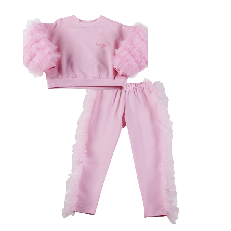 AW24 Daga Pink Tulle Heart Logo Tracksuit