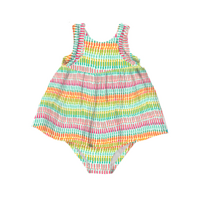 SS25 Mayoral Multicoloured Lines Pattern Dress With Knickers