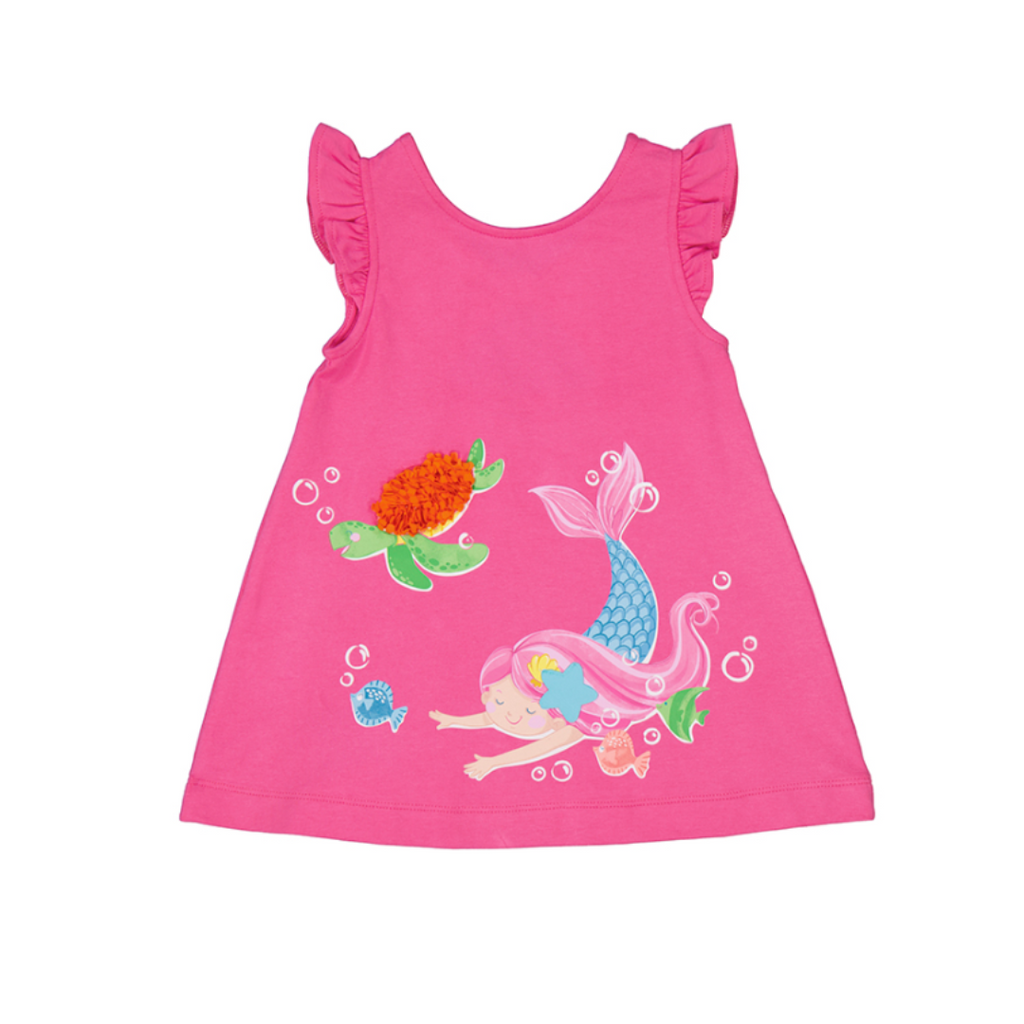 SS25 Mayoral Pink Mermaid Turtle & Fish Frill Dress