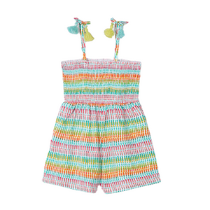 SS25 Mayoral Turquoise Multicoloured Lines Playsuit