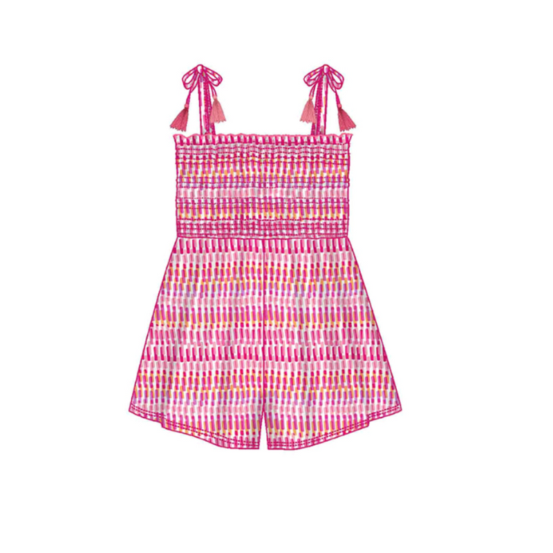 SS25 Mayoral Pink Multicoloured Lines Playsuit