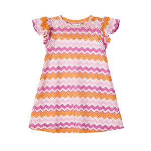 SS25 Mayoral Purple Multicoloured Chevron Frill Dress