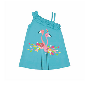 SS25 Mayoral Turquoise & Pink Double Flamingo Dress