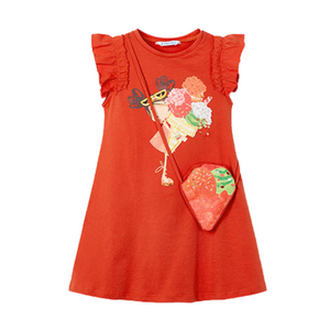 SS25 Mayoral Orange Girl & Ice Cream Handbag Frill Dress