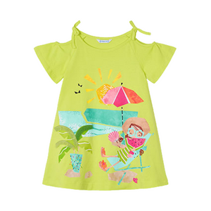 SS25 Mayoral Green Girl Beach Scenery Dress