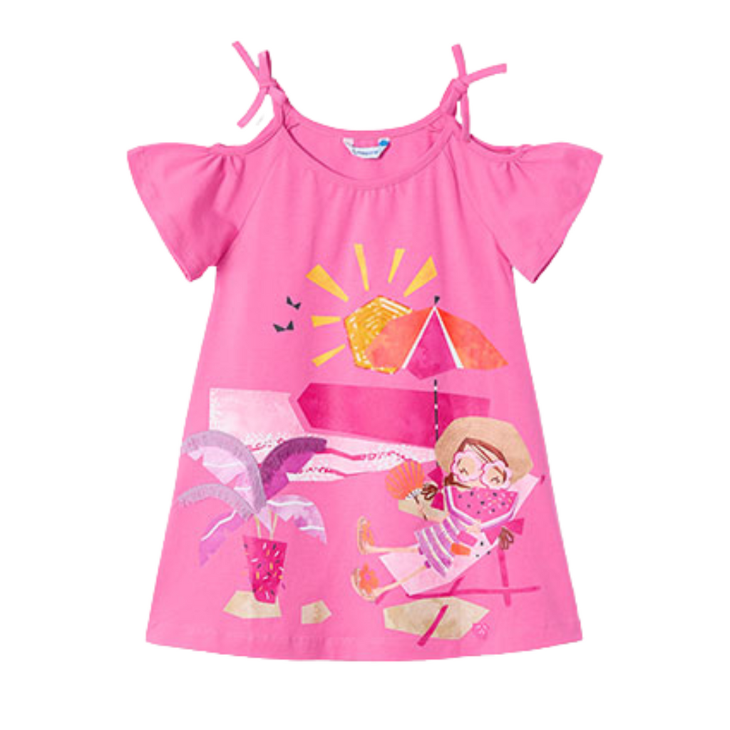 SS25 Mayoral Pink Girl Beach Scenery Dress