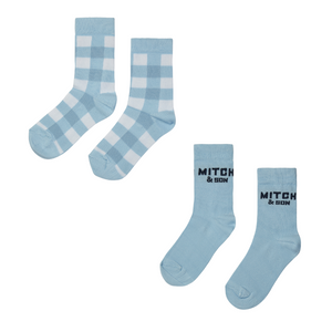 SS25 Mitch & Son FRAINE Blue & White Two Pack Of Socks