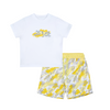 SS25 Mitch & Son GLENN & GIANCARLO White Yellow & Grey Logo Doodle Print T-Shirt & Swim Shorts Set