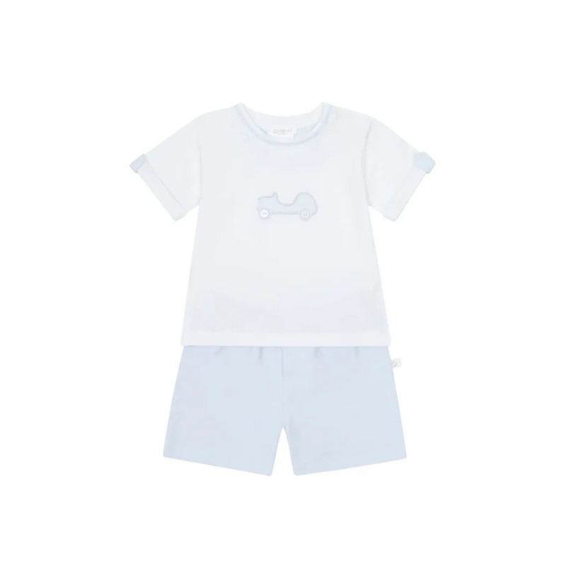 SS25 Deolinda Blue & White Car Shorts Set