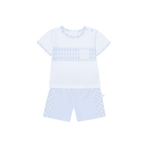 SS25 Deolinda Blue & White Check Shorts Set