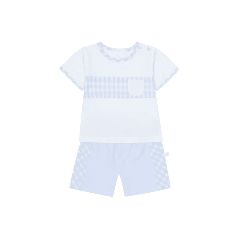 SS25 Deolinda Blue & White Check Shorts Set