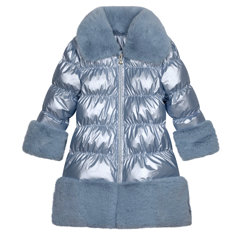 AW24 ADee SARAH Iced Blue Faux Fur Trim Jacket