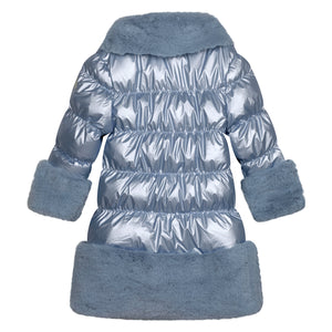 AW24 ADee SARAH Iced Blue Faux Fur Trim Jacket