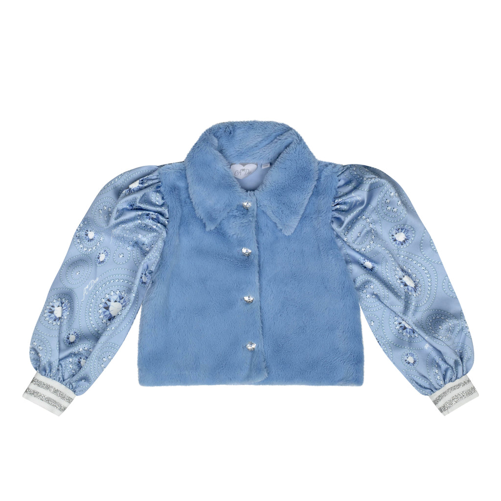 AW24 ADee PIPER Iced Blue Faux Fur Diamond Indoor Jacket