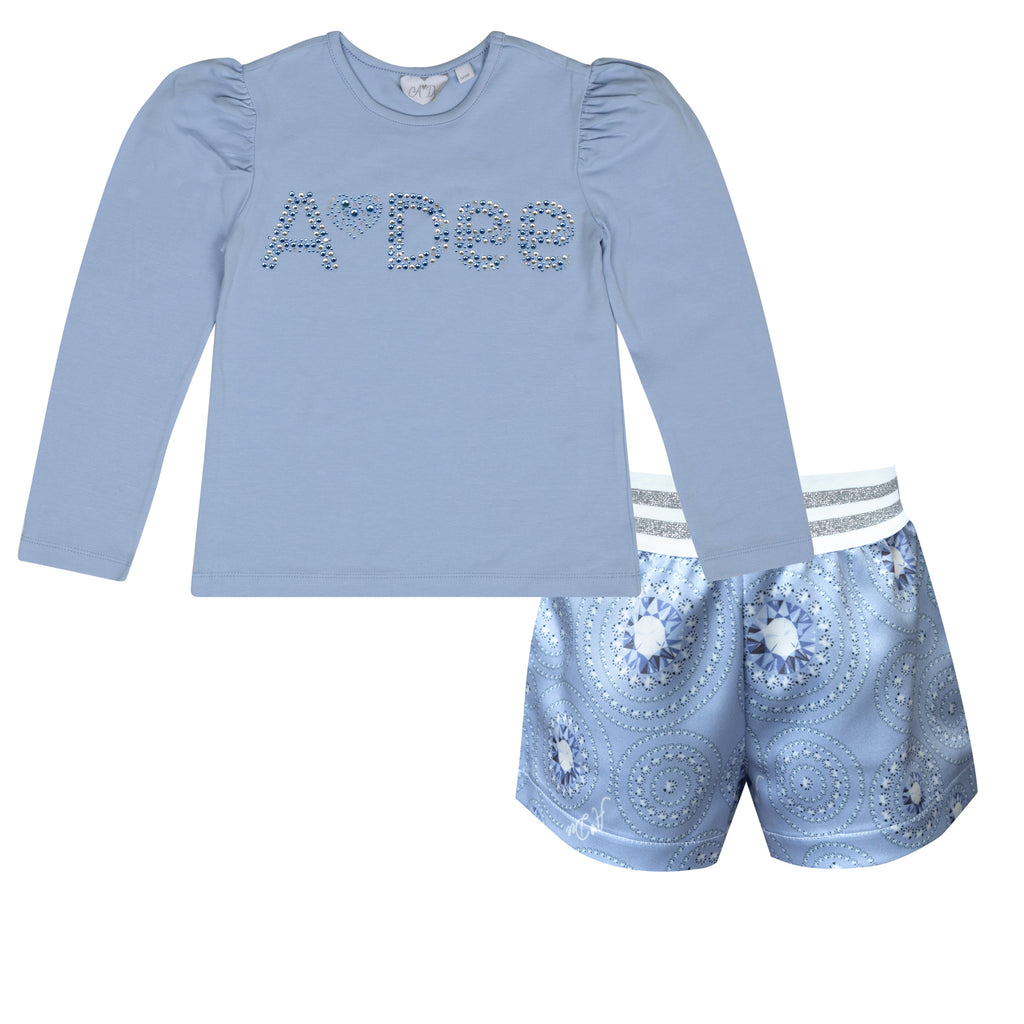 AW24 ADee PARIS Iced Blue Diamond Print Short Set