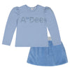 AW24 ADee PHEONIX & PRINNY Iced Blue Faux Fur Three Piece Gilet & Skirt Set