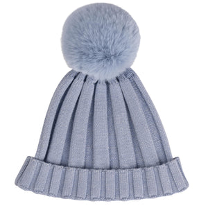 AW24 ADee PAOLA Iced Blue Knitted Lurex Pom Pom Hat