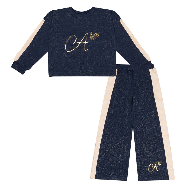 AW24 ADee RACHEL Navy Blue Bow Flare Tracksuit