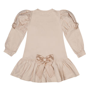 AW24 ADee RAVEN Light Gold Logo & Bows Dress