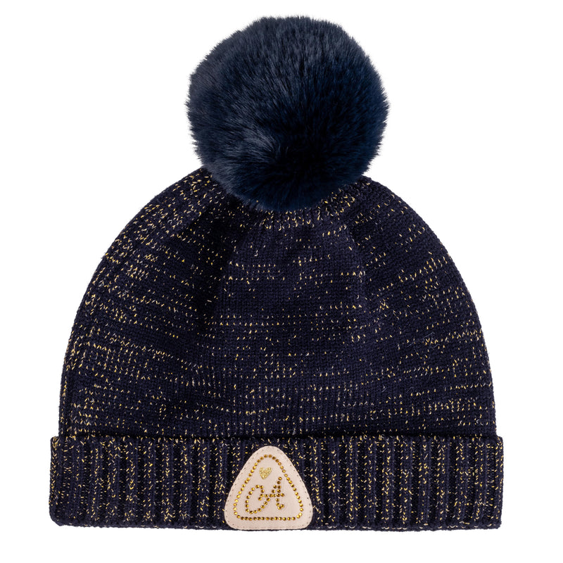 AW24 ADee RANI Navy Blue Knitted Pom Pom Hat