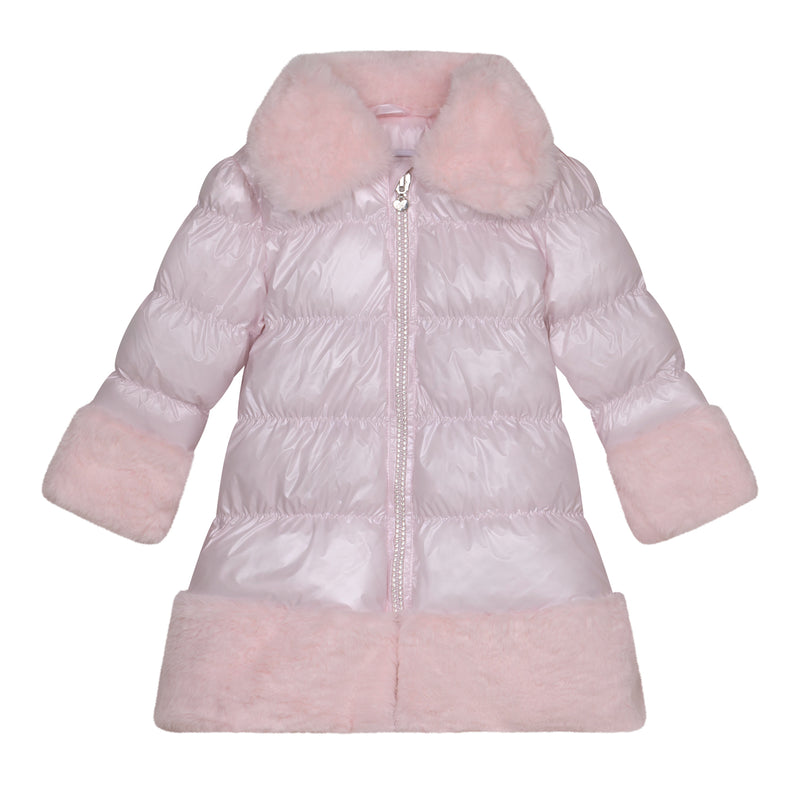 AW24 ADee SARAH Baby Pink Faux Fur Trim Jacket