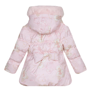 AW24 ADee STELLA Baby Pink Faux Fur Hooded Teddy Print Jacket