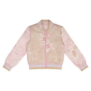 AW24 ADee SASSY Beige Teddy Print Bomber Jacket