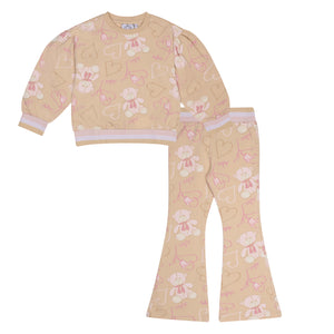 AW24 ADee SIENNA Beige Teddy Print Flare Tracksuit