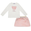 AW24 ADee SALLY & SISI Baby Pink Faux Fur Three Piece Gilet & Skirt Set