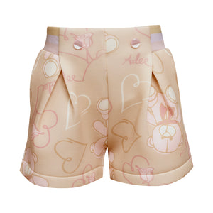 AW24 ADee SUZI & STEVIE Baby Pink & Beige Teddy Print Short Set