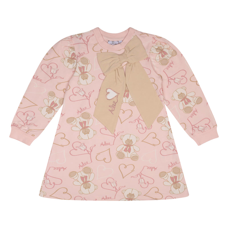 AW24 ADee SAGE Baby Pink Teddy Print Sweat Dress