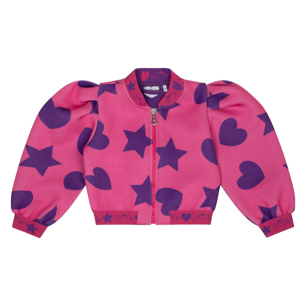 AW24 ADee TIA Hot Pink Hearts & Stars Print Bomber Jacket