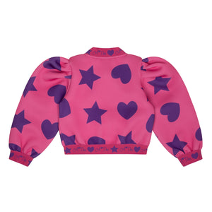 AW24 ADee TIA Hot Pink Hearts & Stars Print Bomber Jacket