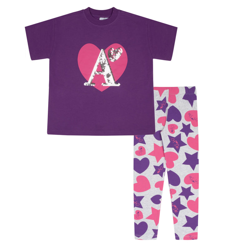 AW24 ADee TESSY Bold Purple Baggy Tee Legging Set