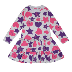 AW24 ADee TILLY Light Grey Hearts & Stars Print Dress