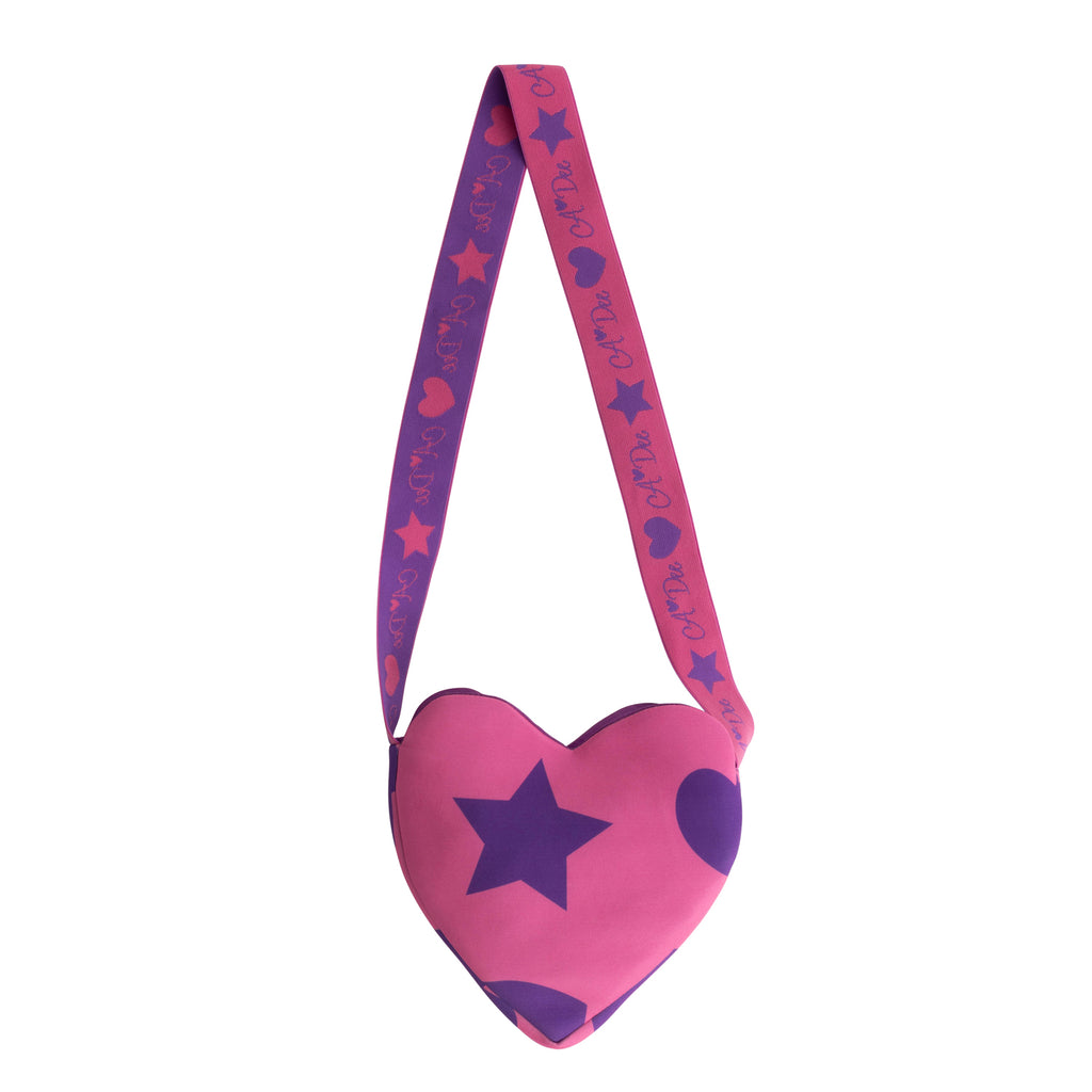 AW24 ADee TIARA Hot Pink & Purple Hearts & Stars Print Bag