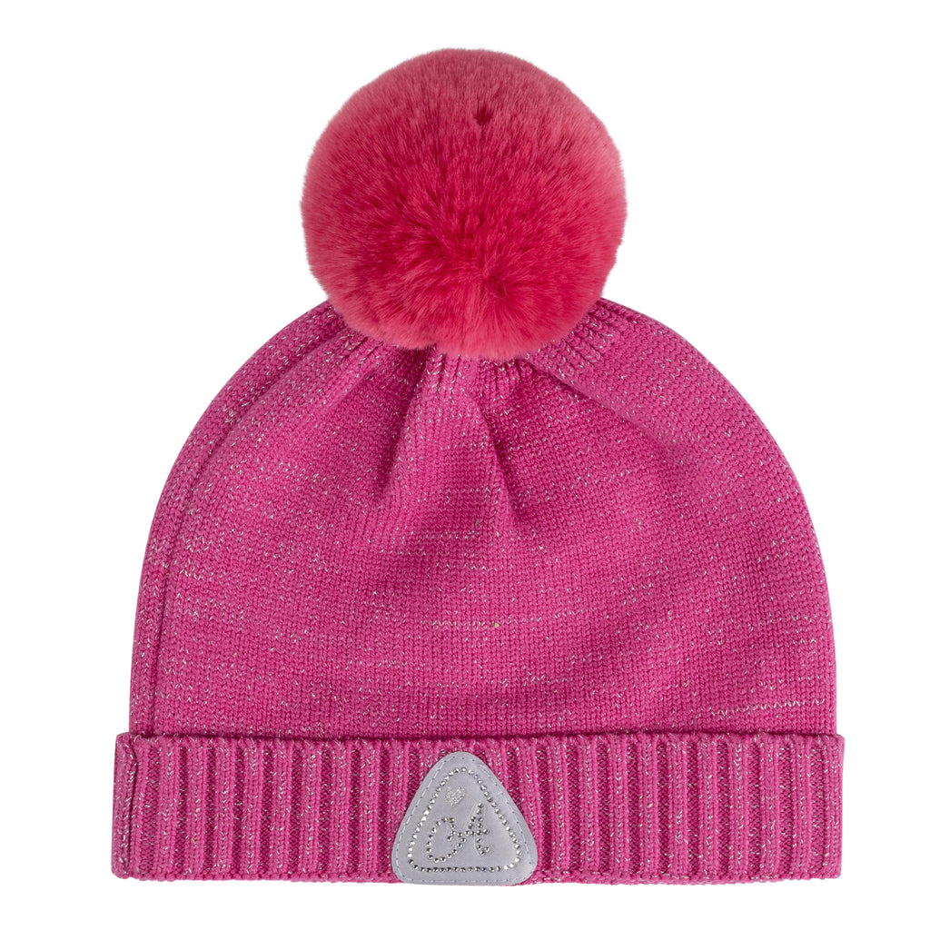 AW24 ADee TAMSON Hot Pink Knitted Logo Pom Pom Hat