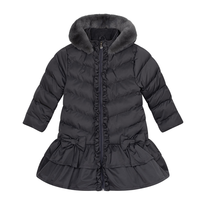 ADee BECKY Back To School Dark Grey Faux Fur Coat