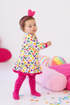 AW24 Agatha Ruiz De La Prada Multicoloured Triangle Hearts Dress With Tights