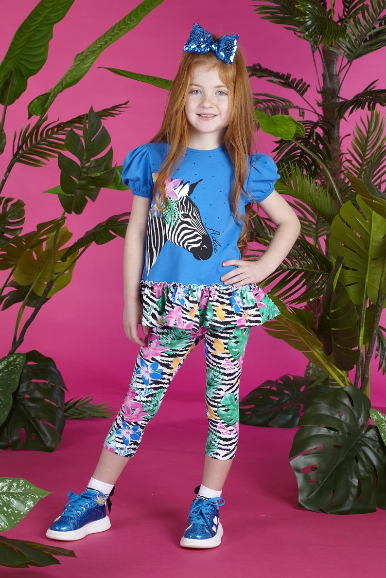 SS23 ADee WAVERLY Bright Blue Multicoloured Floral Zebra Leggings Set –  Theodore Couture